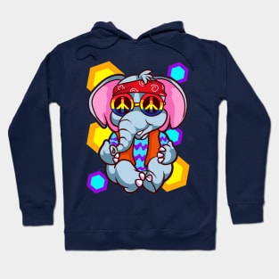 Retro Hippie Elephant Peace Love Animals Hoodie